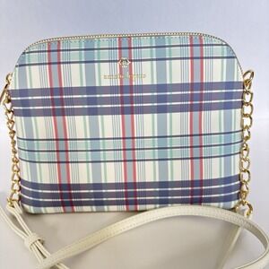 NANETTE LEPORE Pastel Plaid Crossbody Purse Vegan‎ Leather Gold Hardware NWOT